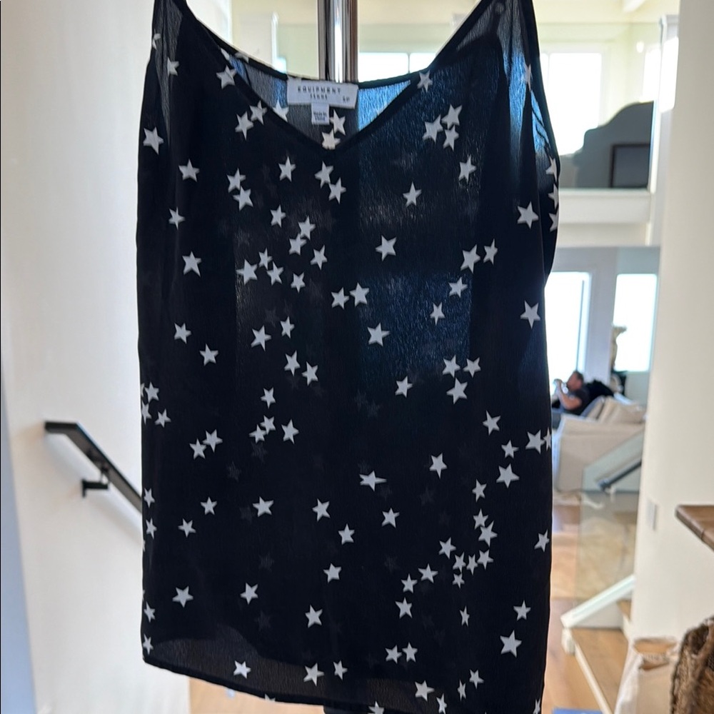 Equipment Black Star Print Silk Camisole